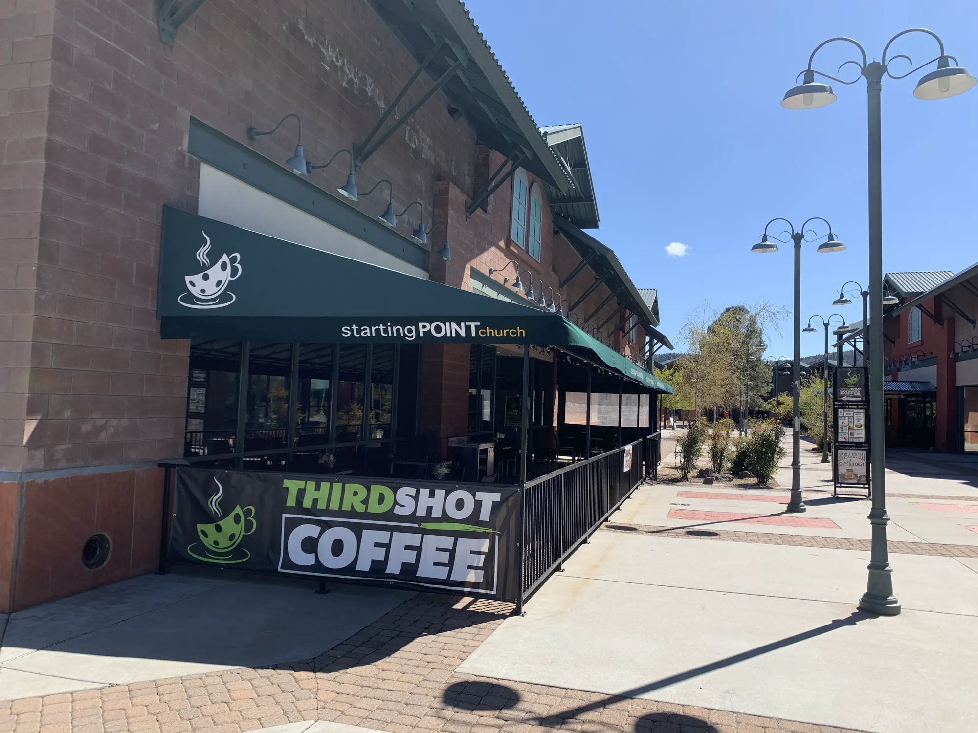 The Third Shot Coffee storefront and patio